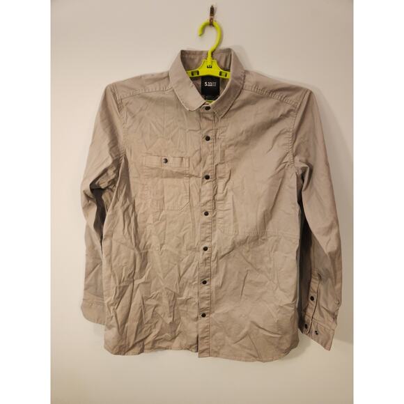 5.11 Shirt Mens XL Shirt Olive Green Long Sleeve Gorpcore Snap Leo Security - Picture 3 of 10